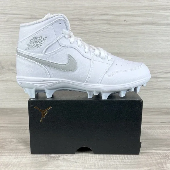 Jordan 1 Mid TD Cleat Mens Size 9.5 FJ6805-101 White Grey  display picture 1